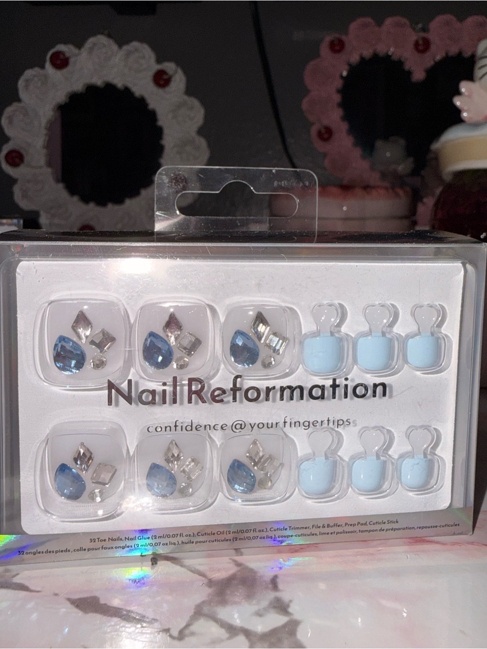 Nail Reformation Light Blue Gem Press-On Toe Nails